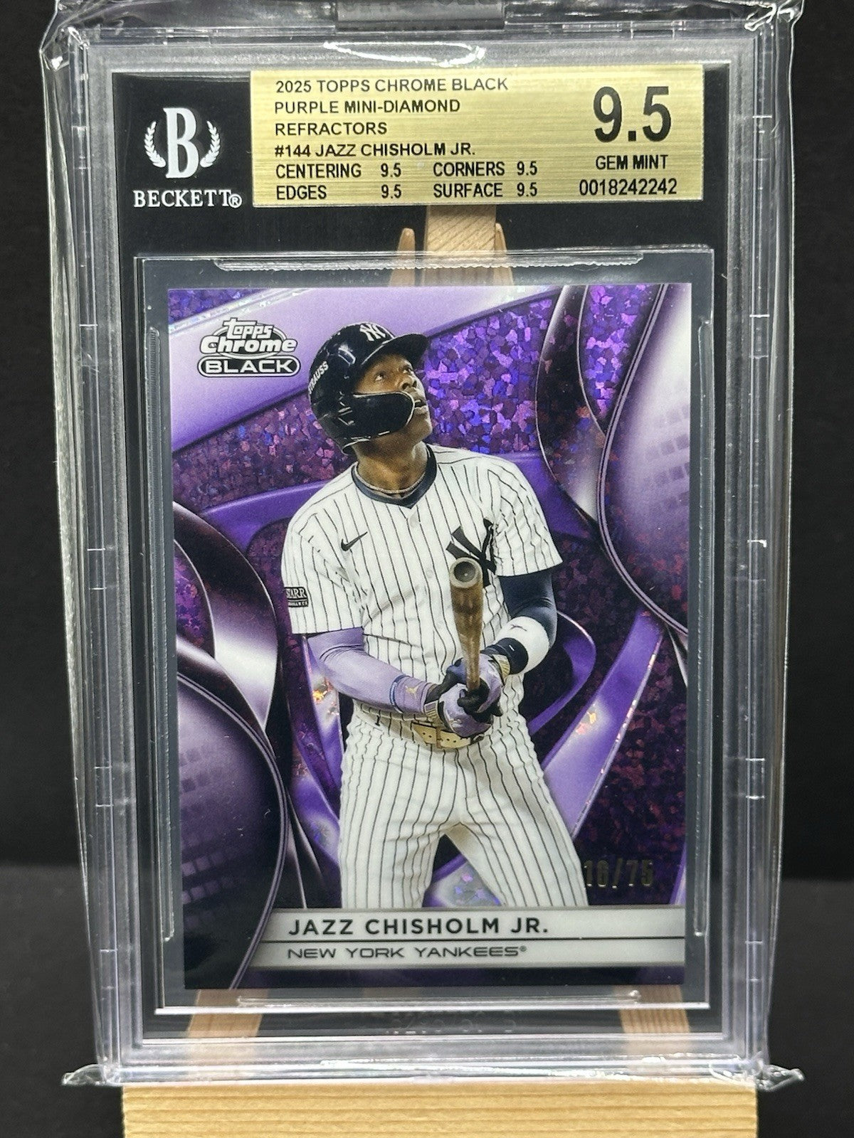 2025 Topps Chrome Black #144 Jazz Chisholm Jr. Purple Diamond /75