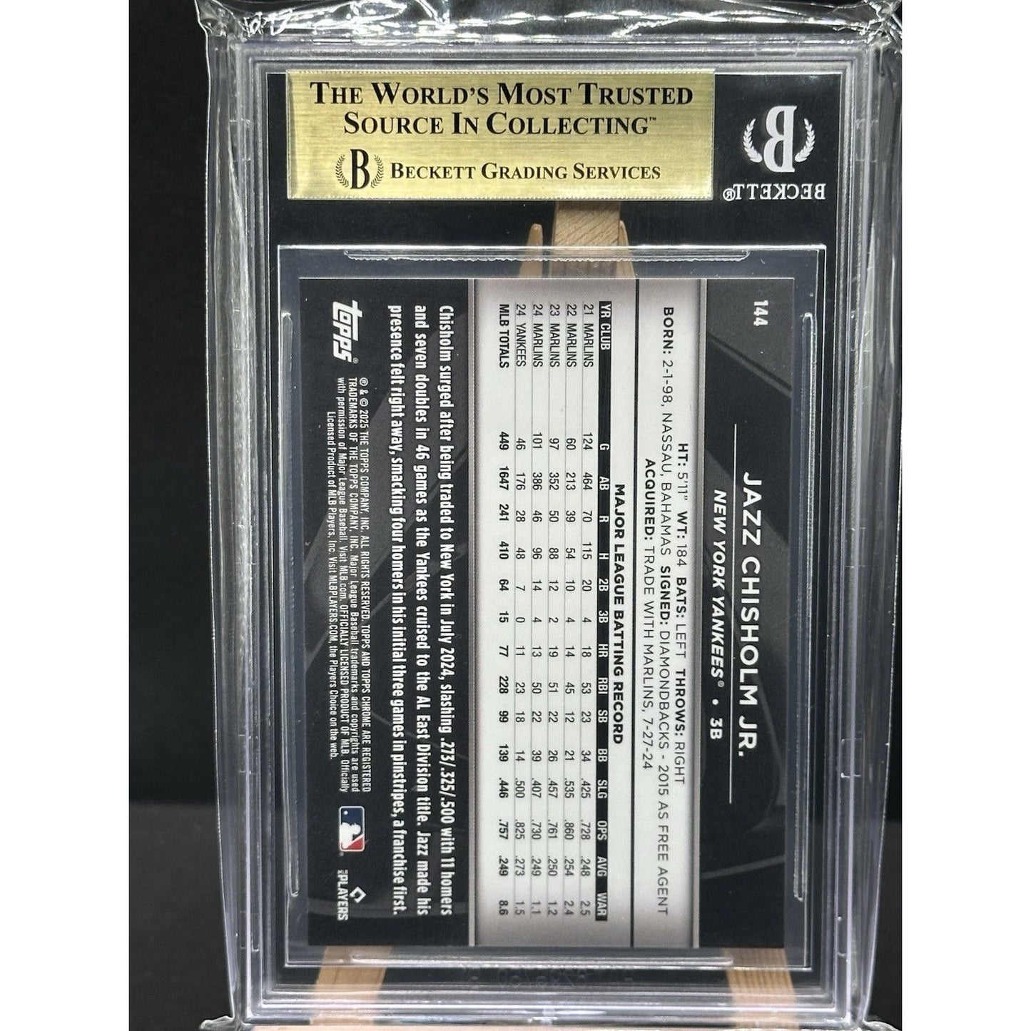 2025 Topps Chrome Black #144 Jazz Chisholm Jr. Purple Diamond /75