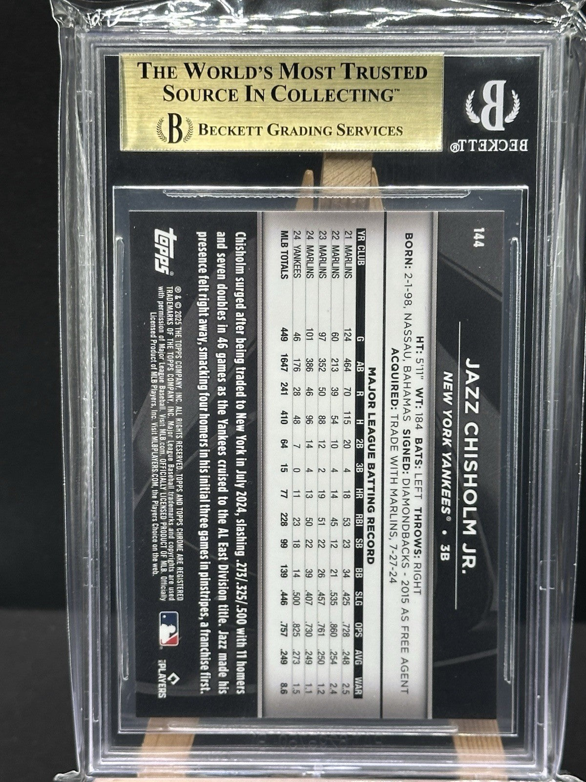 2025 Topps Chrome Black #144 Jazz Chisholm Jr. Purple Diamond /75