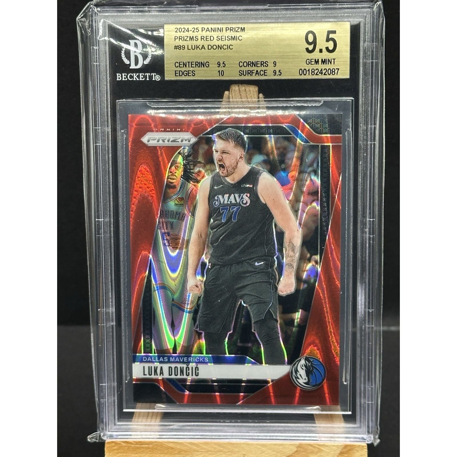 2024-25 Panini Prizm Luka Dončić Red Seismic parallel card #89 numbered /299