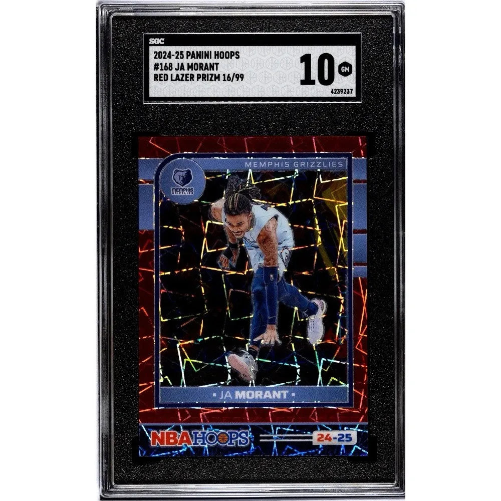2024-25 Panini NBA Hoops #168 Ja Morant Red Lazer Prizm /99 SGC 10 Gem Mint