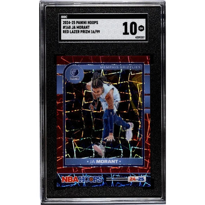 2024-25 Panini NBA Hoops #168 Ja Morant Red Lazer Prizm /99 SGC 10 Gem Mint