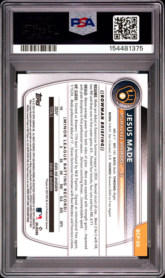 2025 Bowman Mega Box Jesus Made Prospects #50 PSA 10