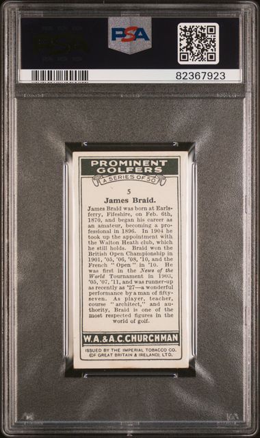 1931 Churchman Prominent Golfers James Braid #5 PSA 6